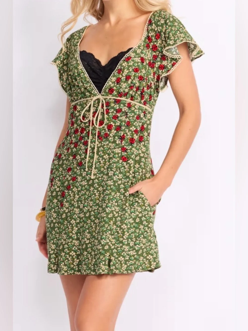 Free People Backroads Mini Dress 
(The ladybug dress 🐞) - Picture 3 of 13